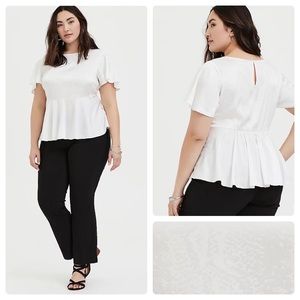 White Peplum Short-Sleeve Top - Classic Women’s Tee
